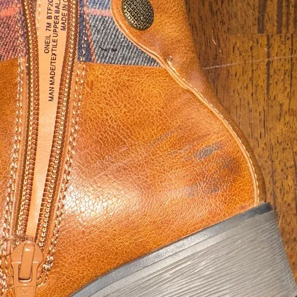 BareTraps Tan and Plaid Lace-Up Boots - Picture 6 of 8